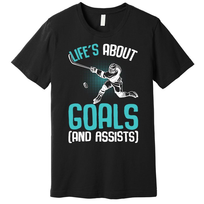 Life´s About Goals Hockey Player Ice Hockey Boy Premium T-Shirt