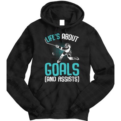 Life´s About Goals Hockey Player Ice Hockey Boy Tie Dye Hoodie