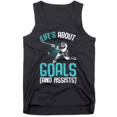 Life´s About Goals Hockey Player Ice Hockey Boy Tank Top