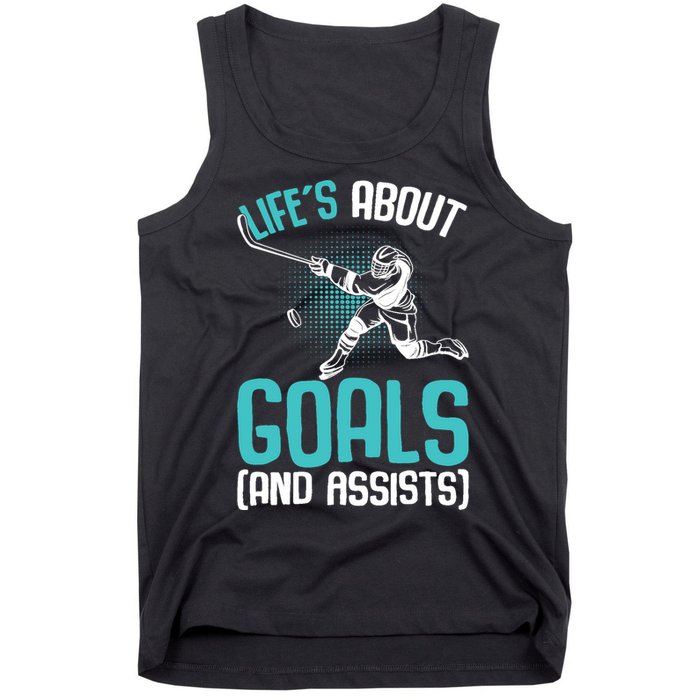 Life´s About Goals Hockey Player Ice Hockey Boy Tank Top