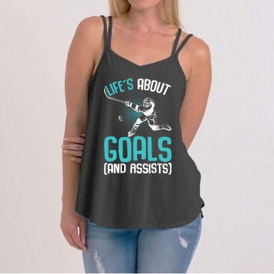 Life´s About Goals Hockey Player Ice Hockey Boy Women's Strappy Tank