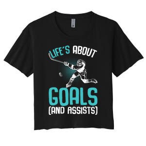 Life´s About Goals Hockey Player Ice Hockey Boy Women's Crop Top Tee