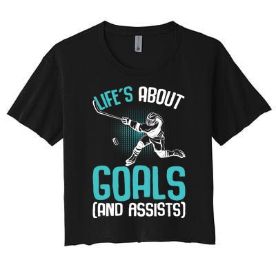 Life´s About Goals Hockey Player Ice Hockey Boy Women's Crop Top Tee