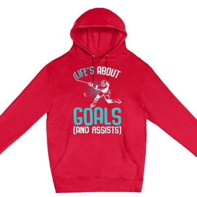 Life´s About Goals Hockey Player Ice Hockey Boy Premium Pullover Hoodie