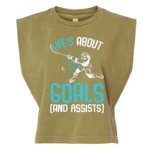 Life´s About Goals Hockey Player Ice Hockey Boy Garment-Dyed Women's Muscle Tee