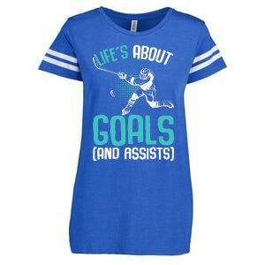 Life´s About Goals Hockey Player Ice Hockey Boy Enza Ladies Jersey Football T-Shirt