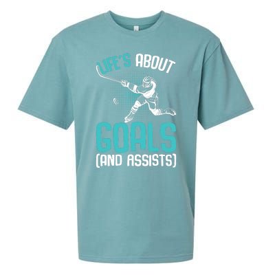 Life´s About Goals Hockey Player Ice Hockey Boy Sueded Cloud Jersey T-Shirt