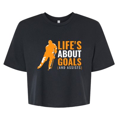 Life's About Goals Ice Hockey Bella+Canvas Jersey Crop Tee