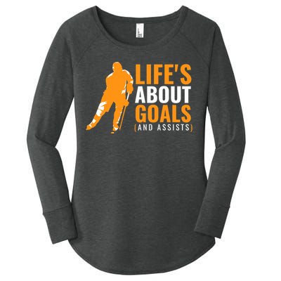 Life's About Goals Ice Hockey Women's Perfect Tri Tunic Long Sleeve Shirt