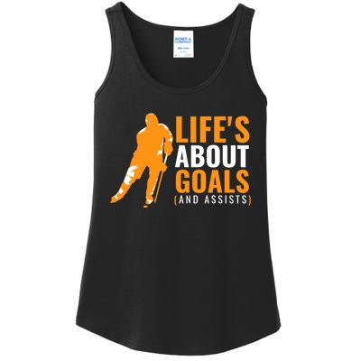 Life's About Goals Ice Hockey Ladies Essential Tank