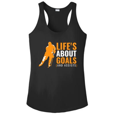 Life's About Goals Ice Hockey Ladies PosiCharge Competitor Racerback Tank