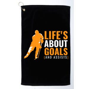 Life's About Goals Ice Hockey Platinum Collection Golf Towel