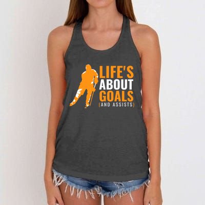 Life's About Goals Ice Hockey Women's Knotted Racerback Tank