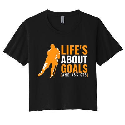 Life's About Goals Ice Hockey Women's Crop Top Tee