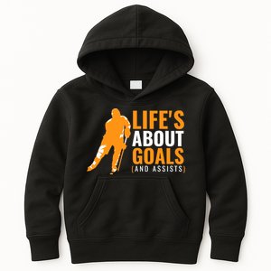 Life's About Goals Ice Hockey Kids Hoodie