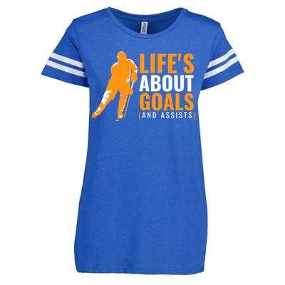 Life's About Goals Ice Hockey Enza Ladies Jersey Football T-Shirt