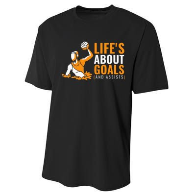 Lifes About Goals Water Polo Performance Sprint T-Shirt