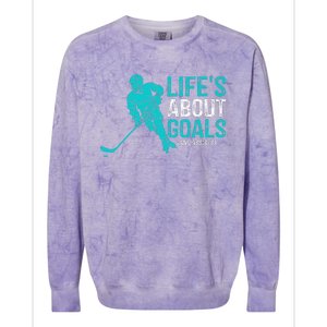 Life's About Goals And Assists Hockey Player Ice Hockey Colorblast Crewneck Sweatshirt