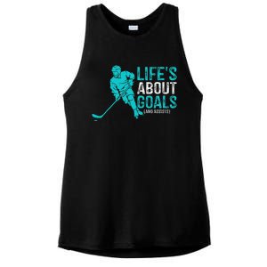 Life's About Goals And Assists Hockey Player Ice Hockey Ladies PosiCharge Tri-Blend Wicking Tank