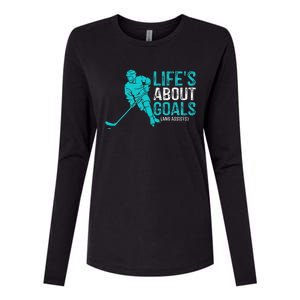 Life's About Goals And Assists Hockey Player Ice Hockey Womens Cotton Relaxed Long Sleeve T-Shirt