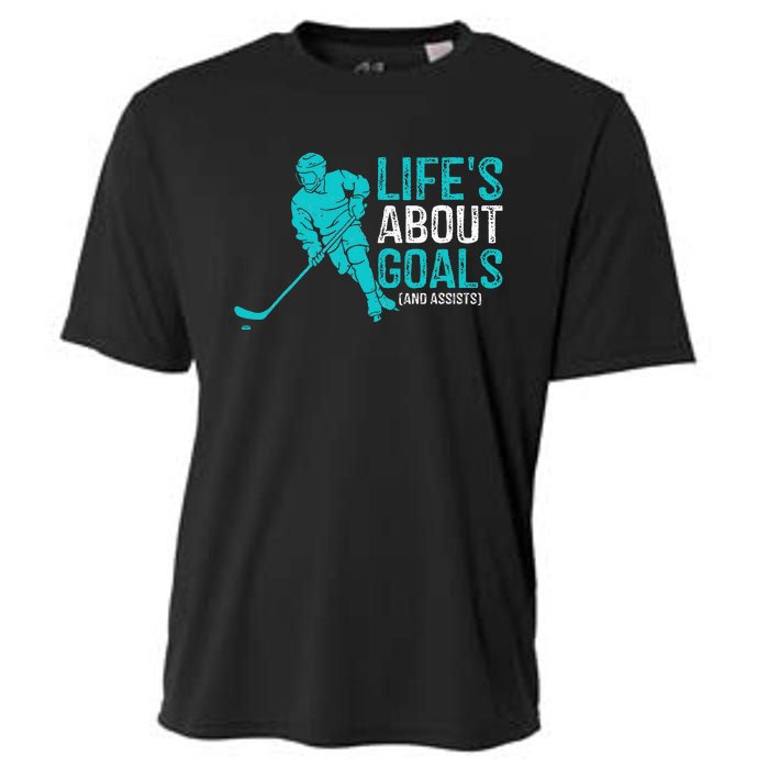 Life's About Goals And Assists Hockey Player Ice Hockey Cooling Performance Crew T-Shirt