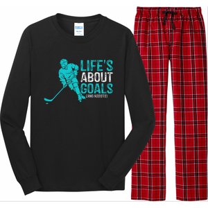 Life's About Goals And Assists Hockey Player Ice Hockey Long Sleeve Pajama Set