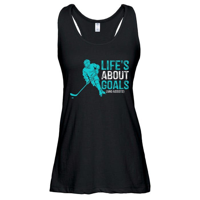 Life's About Goals And Assists Hockey Player Ice Hockey Ladies Essential Flowy Tank