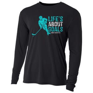 Life's About Goals And Assists Hockey Player Ice Hockey Cooling Performance Long Sleeve Crew