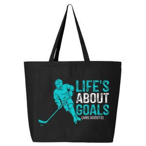 Life's About Goals And Assists Hockey Player Ice Hockey 25L Jumbo Tote