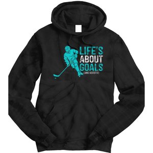 Life's About Goals And Assists Hockey Player Ice Hockey Tie Dye Hoodie