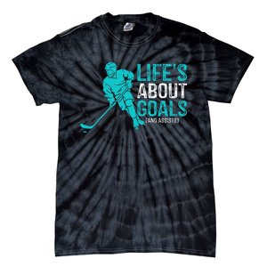 Life's About Goals And Assists Hockey Player Ice Hockey Tie-Dye T-Shirt