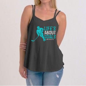 Life's About Goals And Assists Hockey Player Ice Hockey Women's Strappy Tank