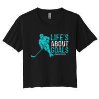 Life's About Goals And Assists Hockey Player Ice Hockey Women's Crop Top Tee