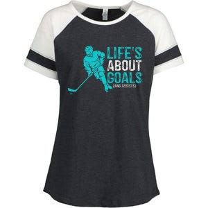 Life's About Goals And Assists Hockey Player Ice Hockey Enza Ladies Jersey Colorblock Tee