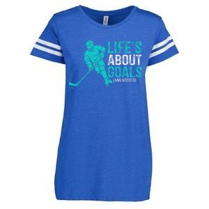 Life's About Goals And Assists Hockey Player Ice Hockey Enza Ladies Jersey Football T-Shirt