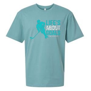 Life's About Goals And Assists Hockey Player Ice Hockey Sueded Cloud Jersey T-Shirt