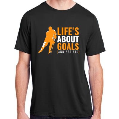 Life's About Goals Ice Hockey Shirt For Boys Ice Hockey TShirt Adult ChromaSoft Performance T-Shirt