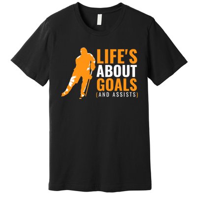 Life's About Goals Ice Hockey Shirt For Boys Ice Hockey TShirt Premium T-Shirt