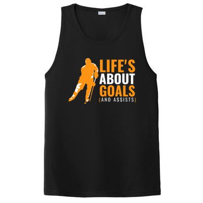 Life's About Goals Ice Hockey Shirt For Boys Ice Hockey TShirt PosiCharge Competitor Tank