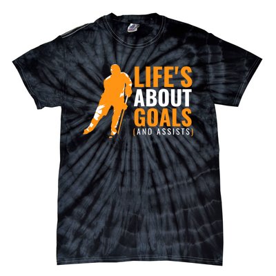 Life's About Goals Ice Hockey Shirt For Boys Ice Hockey TShirt Tie-Dye T-Shirt