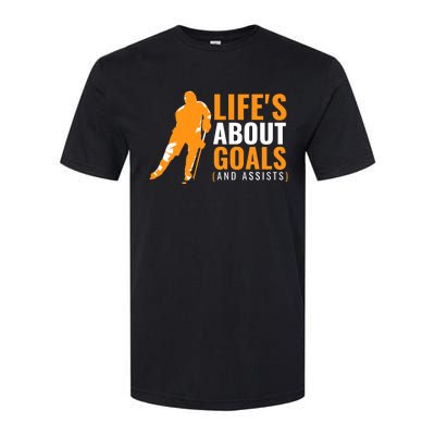 Life's About Goals Ice Hockey Shirt For Boys Ice Hockey TShirt Softstyle CVC T-Shirt