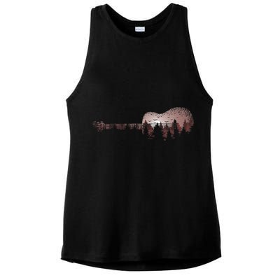 Landscape Acoustic Guitar Forest Trees Musician Guitarist Ladies PosiCharge Tri-Blend Wicking Tank