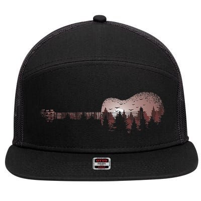 Landscape Acoustic Guitar Forest Trees Musician Guitarist 7 Panel Mesh Trucker Snapback Hat