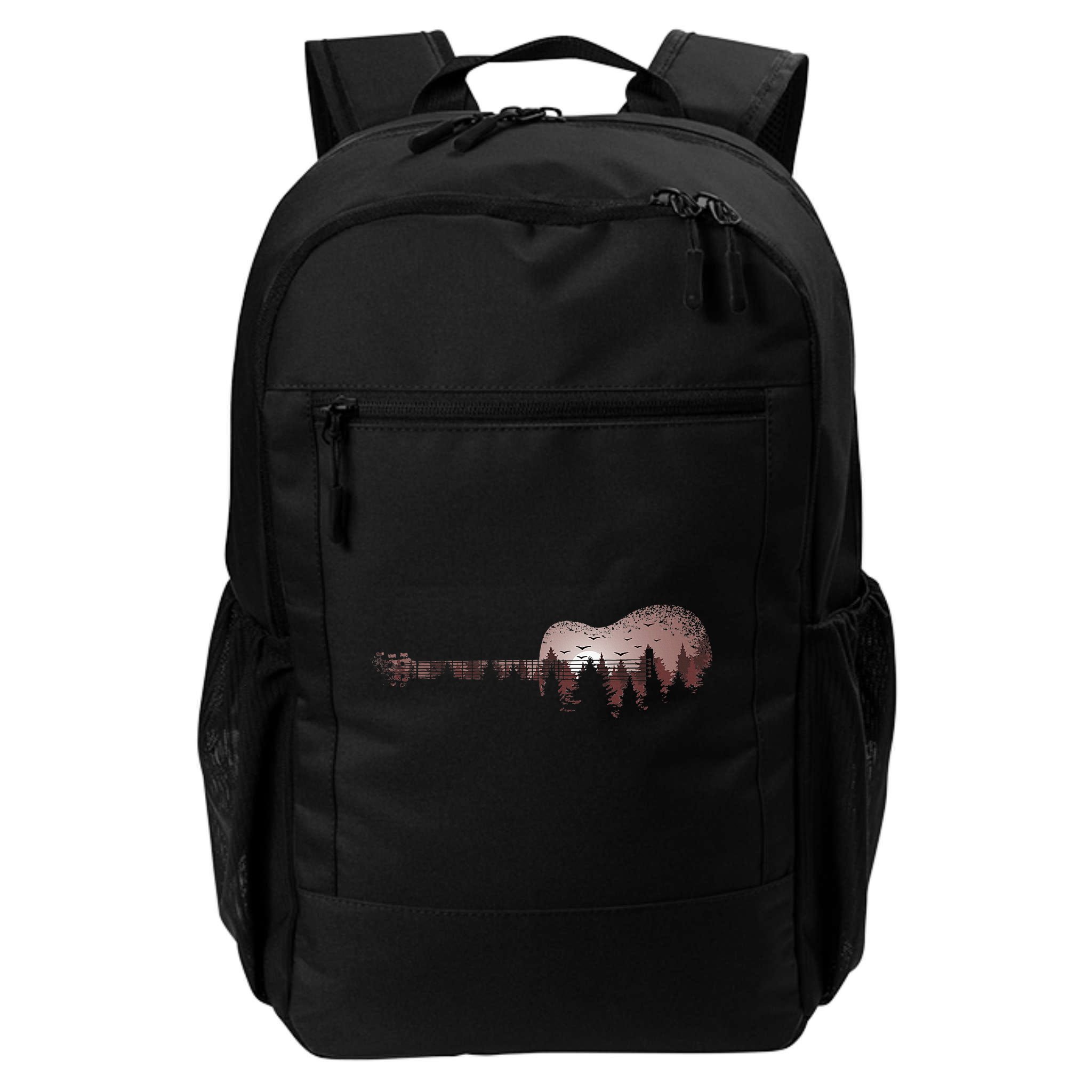 Landscape Acoustic Guitar Forest Trees Musician Guitarist Backpack