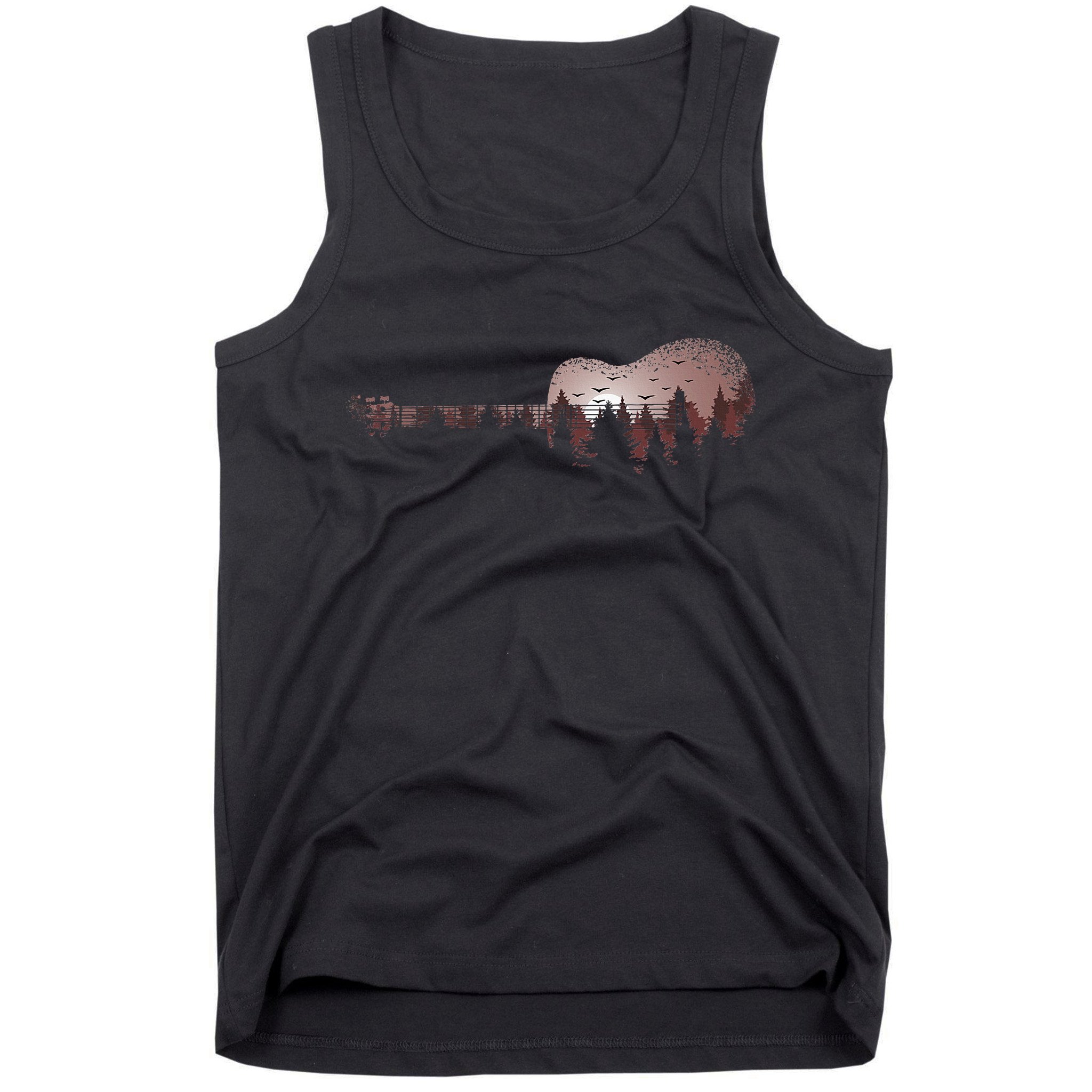 Landscape Acoustic Guitar Forest Trees Musician Guitarist Tank Top