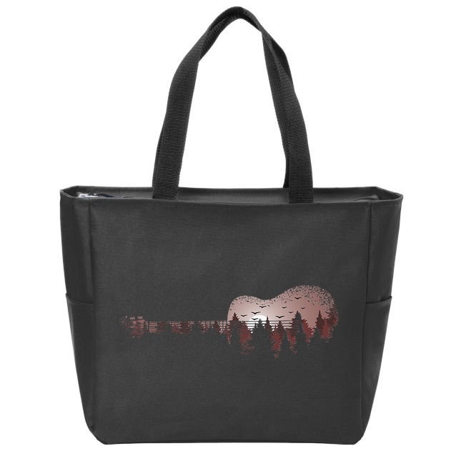 Landscape Acoustic Guitar Forest Trees Musician Guitarist Zip Tote Bag