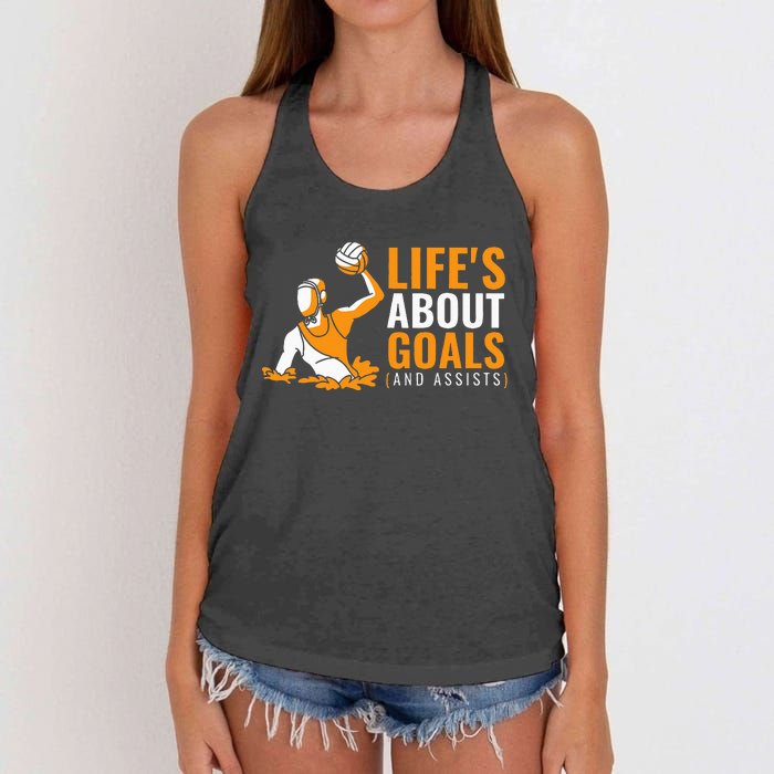 Lifes About Goals Water Polo For Water Polo Women's Knotted Racerback Tank