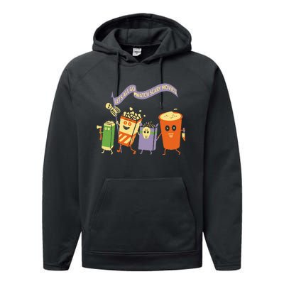 LetS All Go Watch Scary Movies Performance Fleece Hoodie