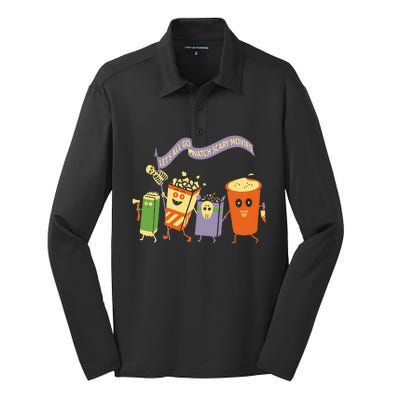 LetS All Go Watch Scary Movies Silk Touch Performance Long Sleeve Polo