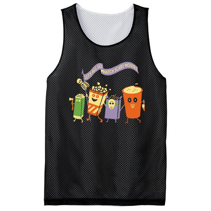 LetS All Go Watch Scary Movies Mesh Reversible Basketball Jersey Tank